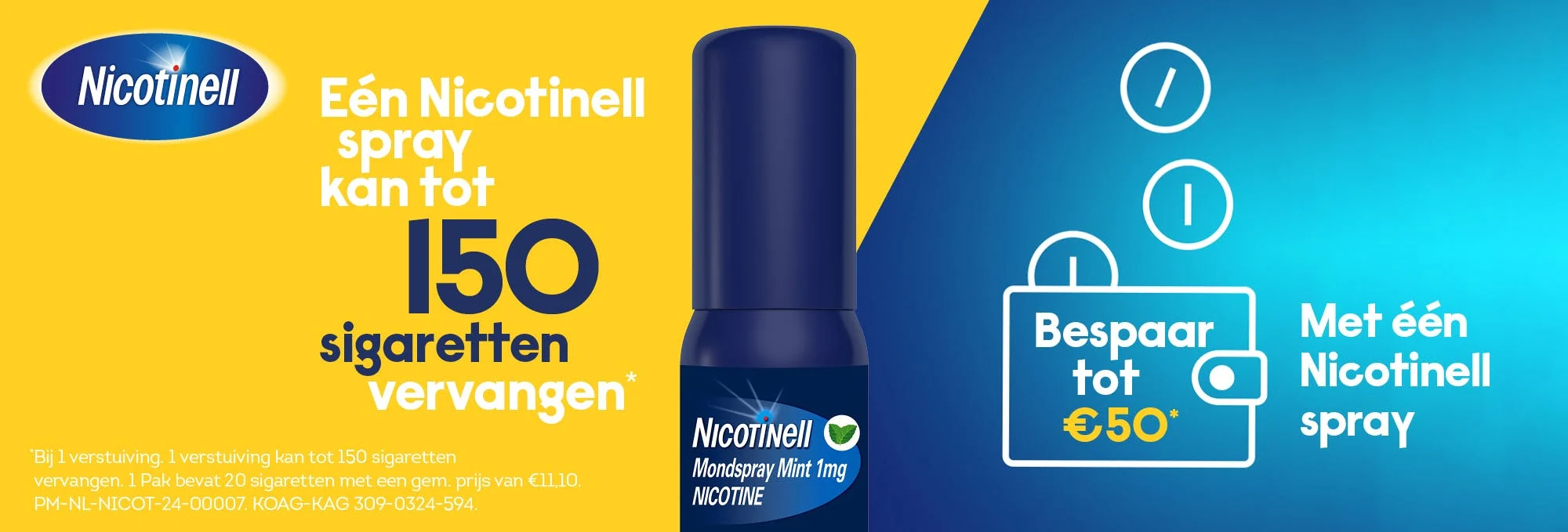 1 Nicotinell Mondspray kan tot 150 sigaretten vervangen *Bij 1 verstuiving Nicotinell Spray visual
